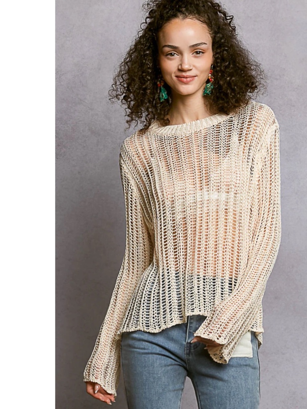 NIP POL Open Knit Sweater - Off White